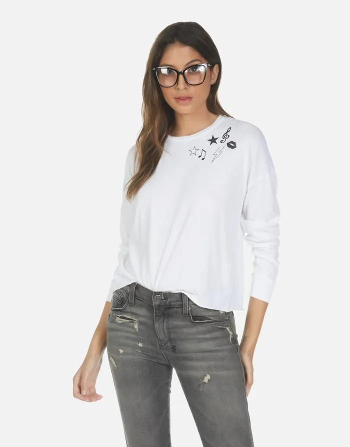 Luella Guitar Bear White Women Lauren Moshi Long Sleeve