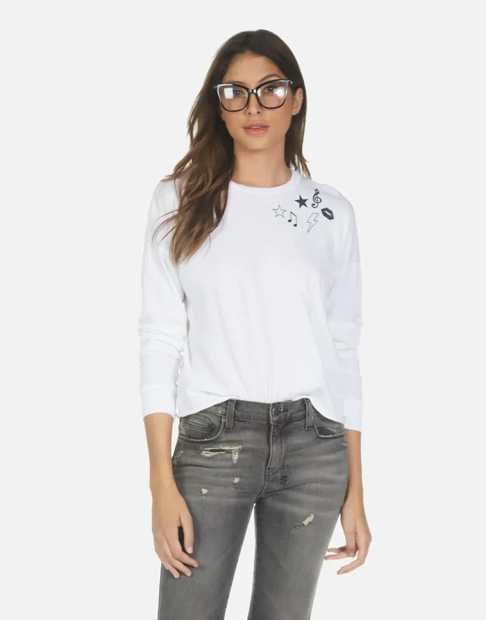 Luella Guitar Bear White Women Lauren Moshi Long Sleeve