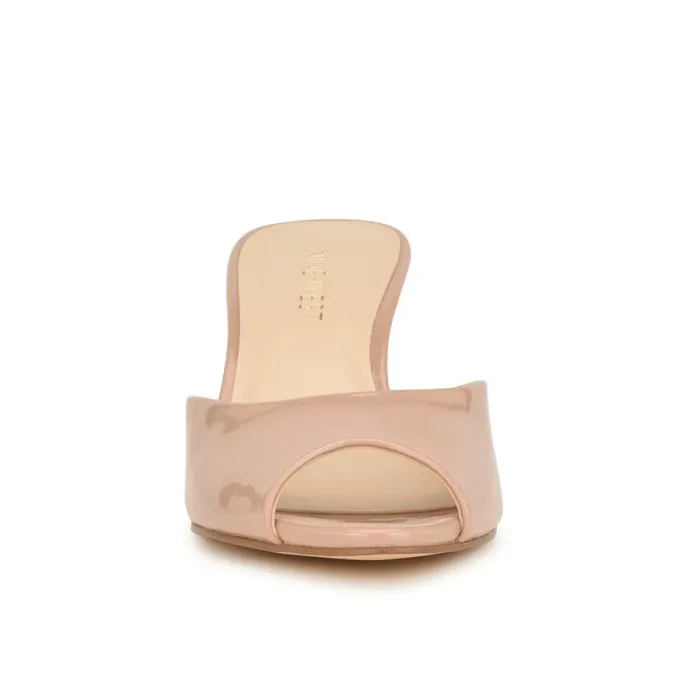 Luvlie Heeled Slide Sandals Natural Patent Women Nine West Heels Luvlie Heeled Slide Sandals Natural Patent Women Nine West Heels