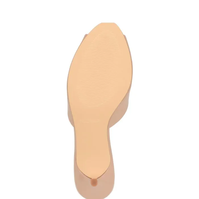 Luvlie Heeled Slide Sandals Natural Patent Women Nine West Heels Luvlie Heeled Slide Sandals Natural Patent Women Nine West Heels