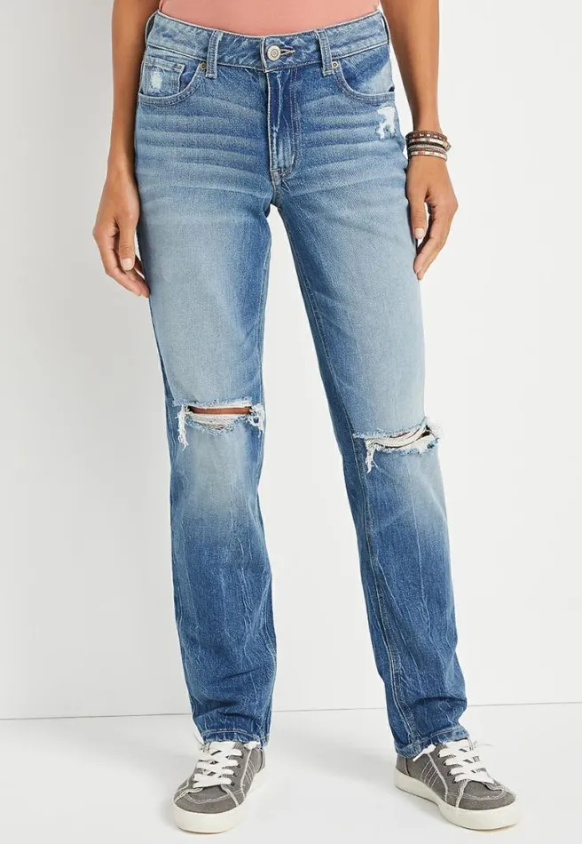 M Jeans By Maurices Vintage Straight High Rise Ripped Relaxed Jean Women Maurices Jeans