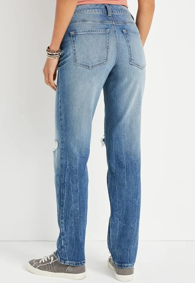 M Jeans By Maurices Vintage Straight High Rise Ripped Relaxed Jean Women Maurices Jeans