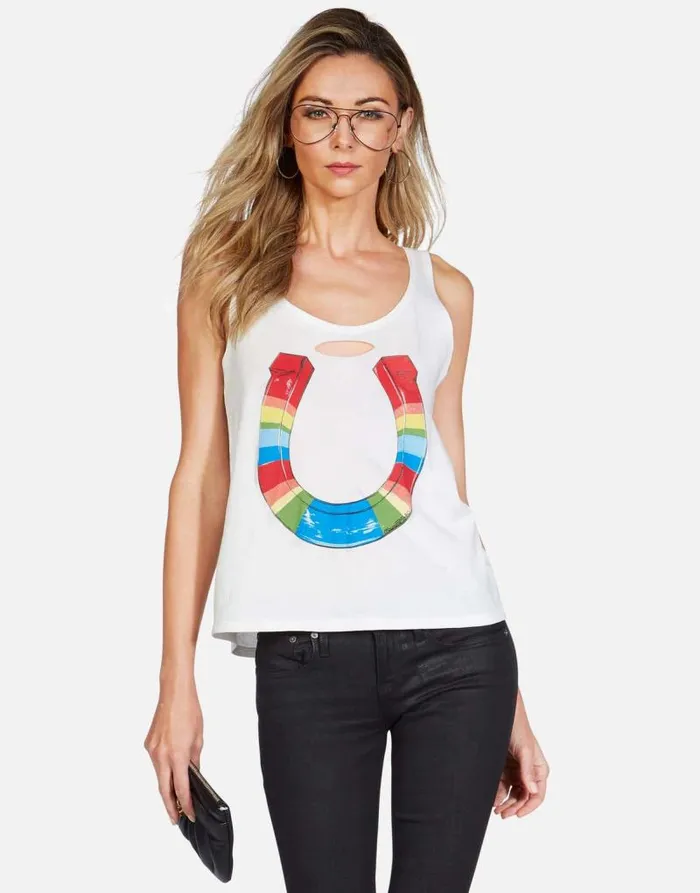 Magnolia X Rainbow Horseshoe Milk Women Lauren Moshi Tanks