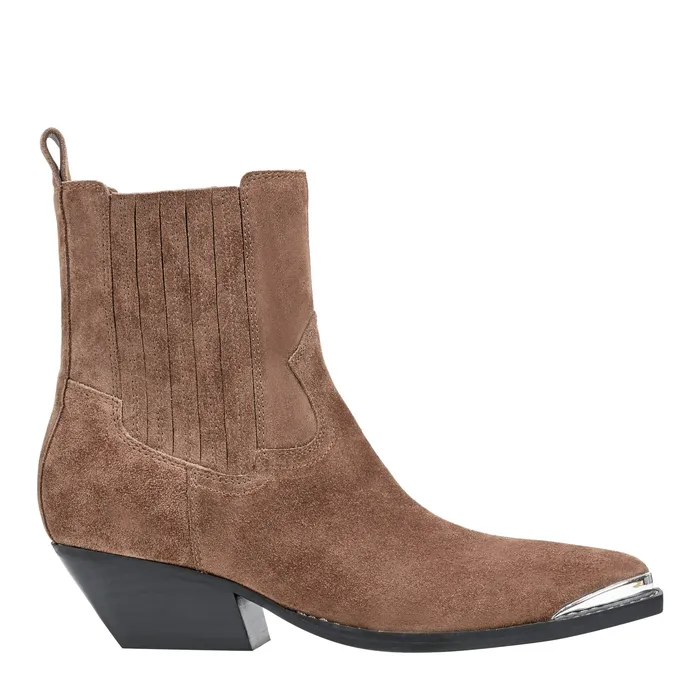 Marc Fisher Pryce Western Bootie Natural Suede Women Boots and Booties