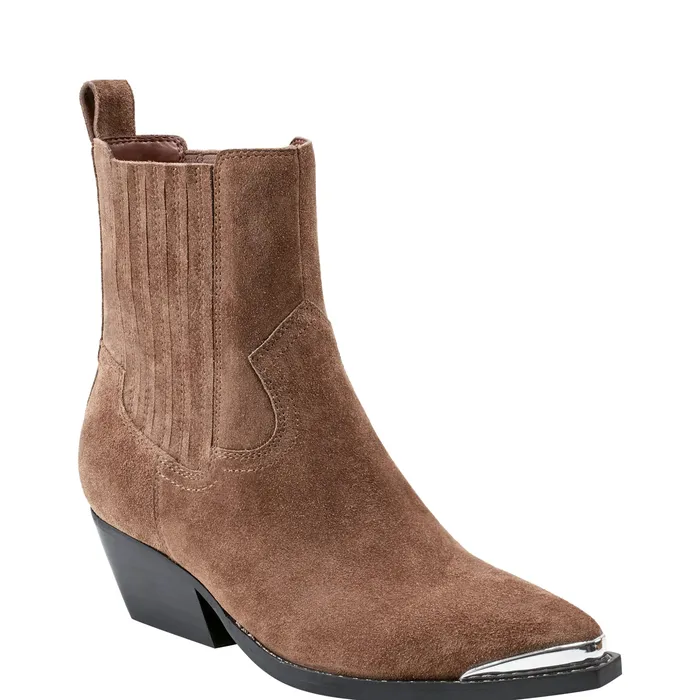 Marc Fisher Pryce Western Bootie Natural Suede Women Boots and Booties