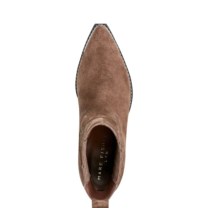 Marc Fisher Pryce Western Bootie Natural Suede Women Boots and Booties