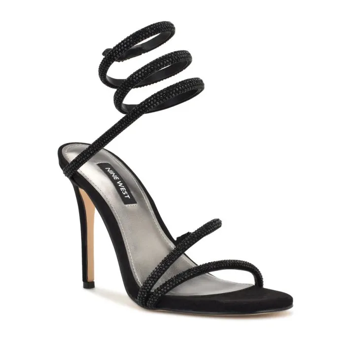 Maskil Ankle Wrap Heeled Sandals Black Suede Women Nine West Heels Maskil Ankle Wrap Heeled Sandals Black Suede Women Nine West Heels