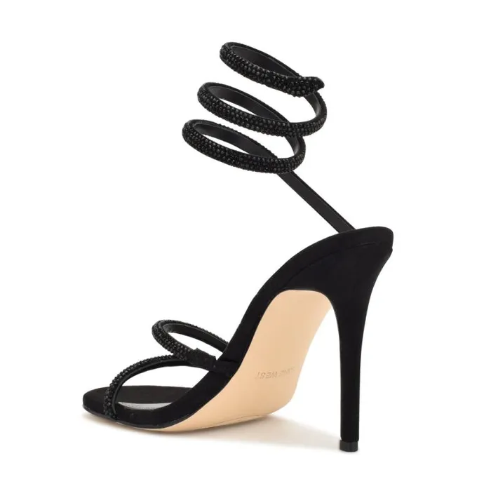 Maskil Ankle Wrap Heeled Sandals Black Suede Women Nine West Heels Maskil Ankle Wrap Heeled Sandals Black Suede Women Nine West Heels