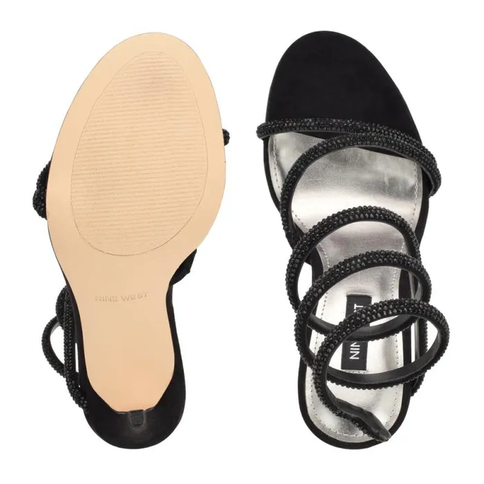 Maskil Ankle Wrap Heeled Sandals Black Suede Women Nine West Heels Maskil Ankle Wrap Heeled Sandals Black Suede Women Nine West Heels