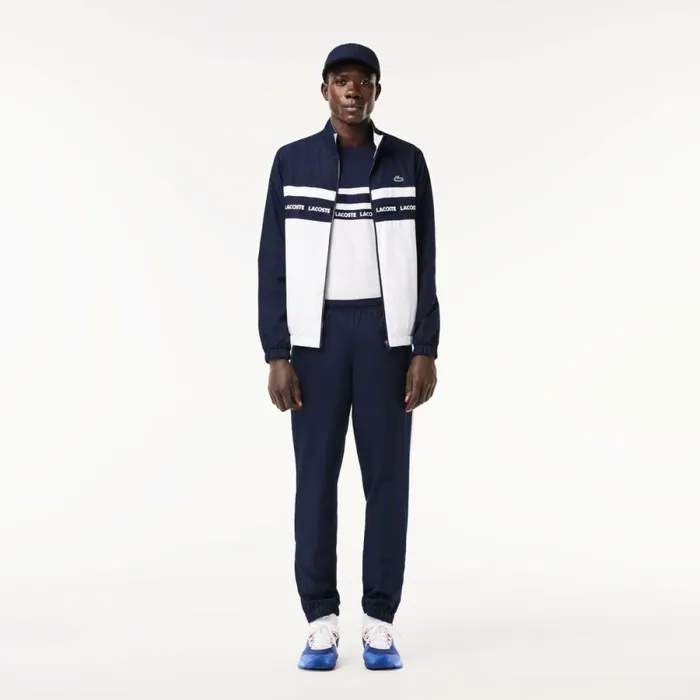 Matching Sets Men Lacoste Men039s Logo Stripe Tennis Sweatsuit Navy Blue White 525