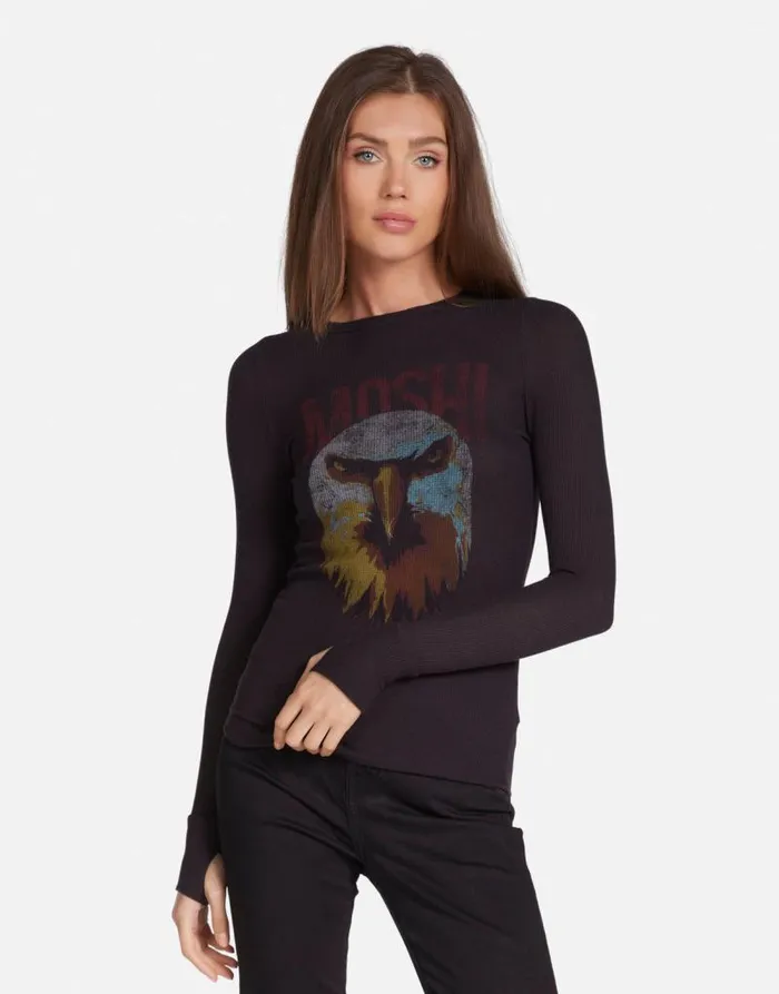 McKinley Moshi Eagle Head Onyx Women Lauren Moshi Long Sleeve