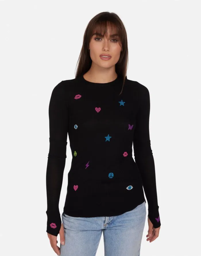 McKinley Neon Stud Elements Black Women Lauren Moshi Long Sleeve