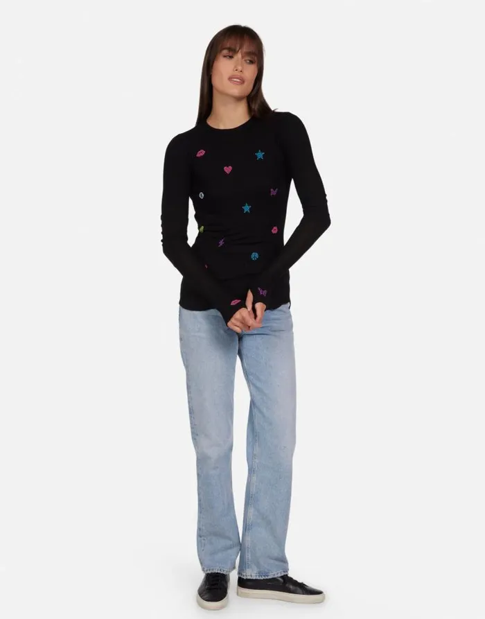 McKinley Neon Stud Elements Black Women Lauren Moshi Long Sleeve