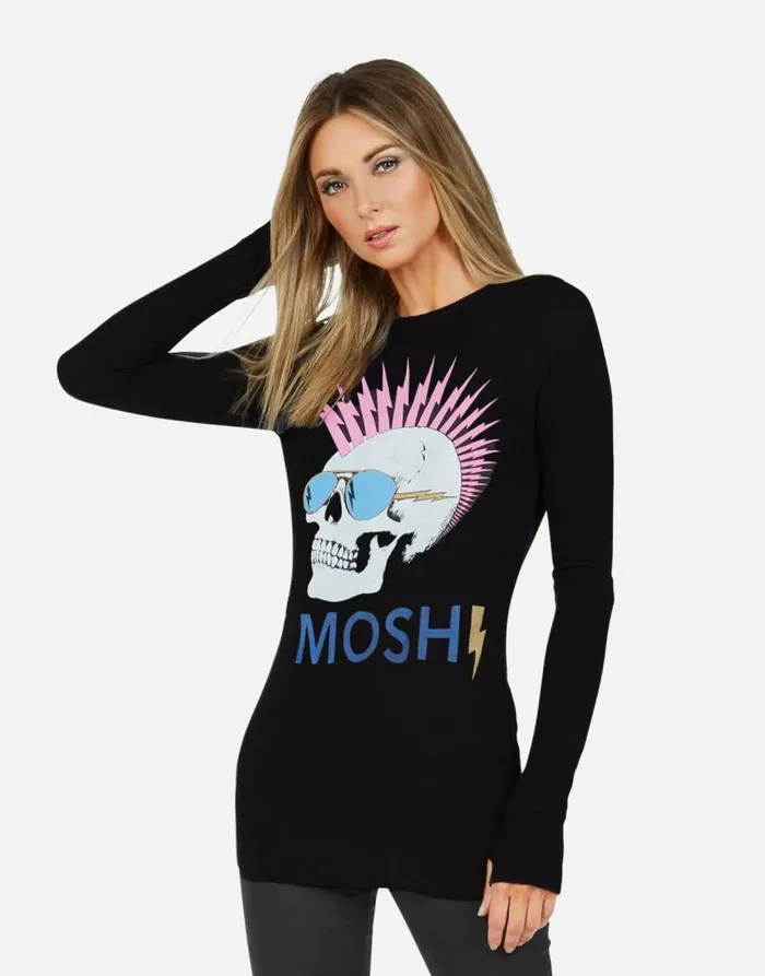 McKinley X Moshi Lightning Skull Black Women Lauren Moshi Long Sleeve