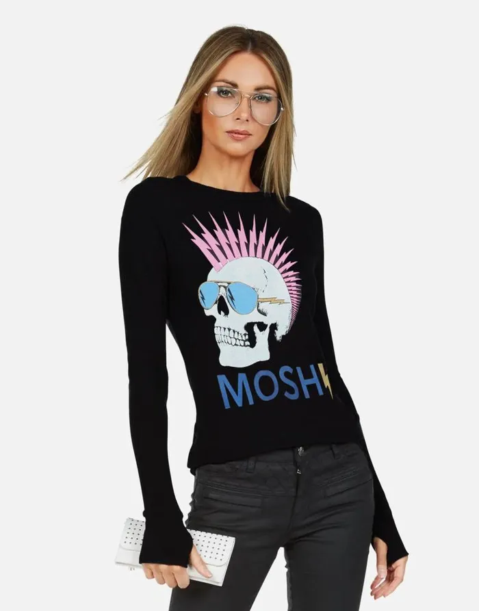 McKinley X Moshi Lightning Skull Black Women Lauren Moshi Long Sleeve