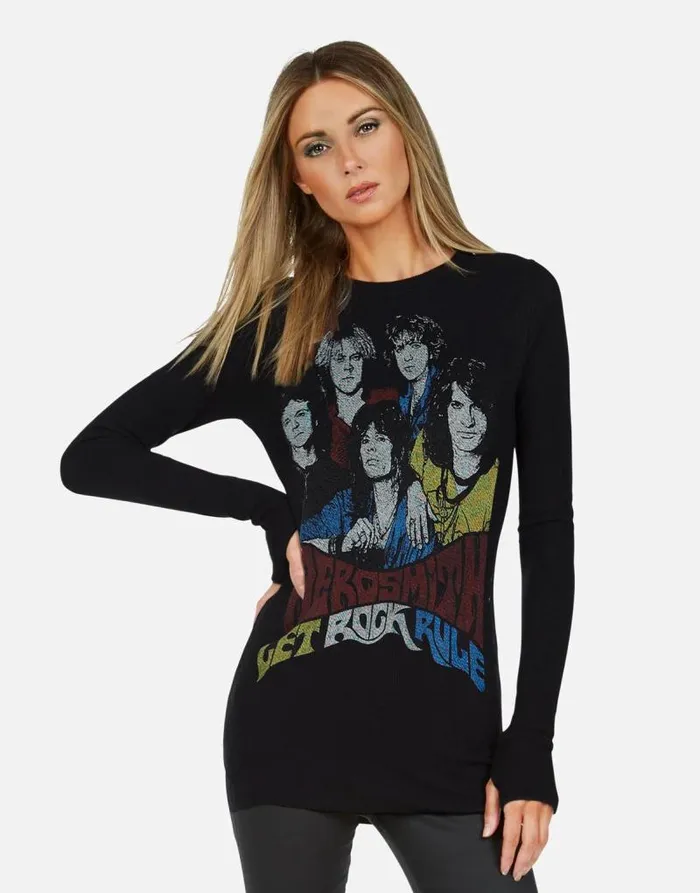 McKinley X Vintage Aerosmith Black Women Lauren Moshi Long Sleeve