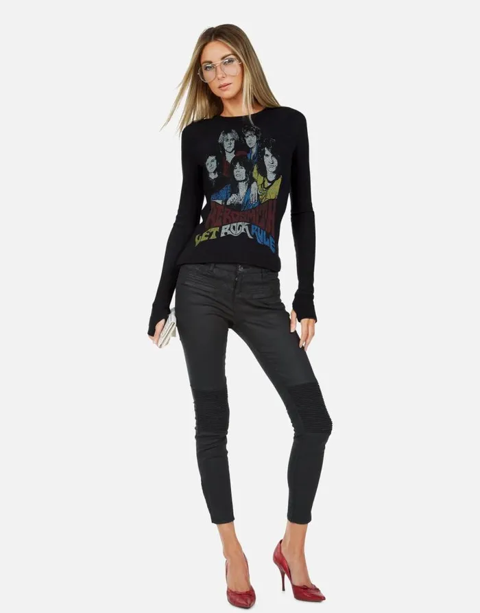 McKinley X Vintage Aerosmith Black Women Lauren Moshi Long Sleeve