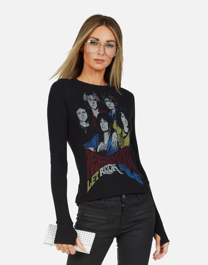 McKinley X Vintage Aerosmith Black Women Lauren Moshi Long Sleeve