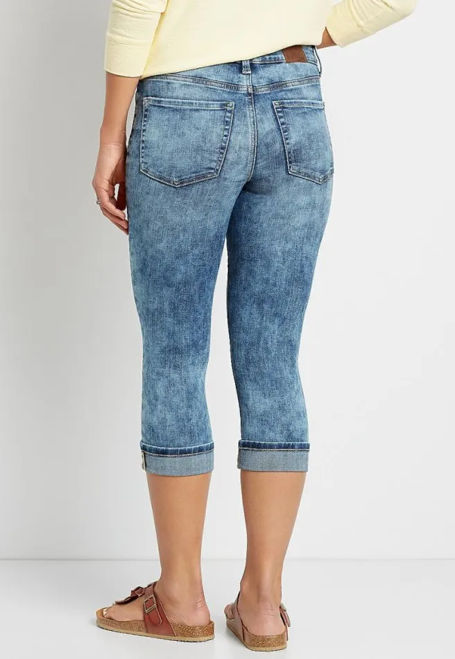 Medium Wash Marble Capri Women Maurices Bottoms