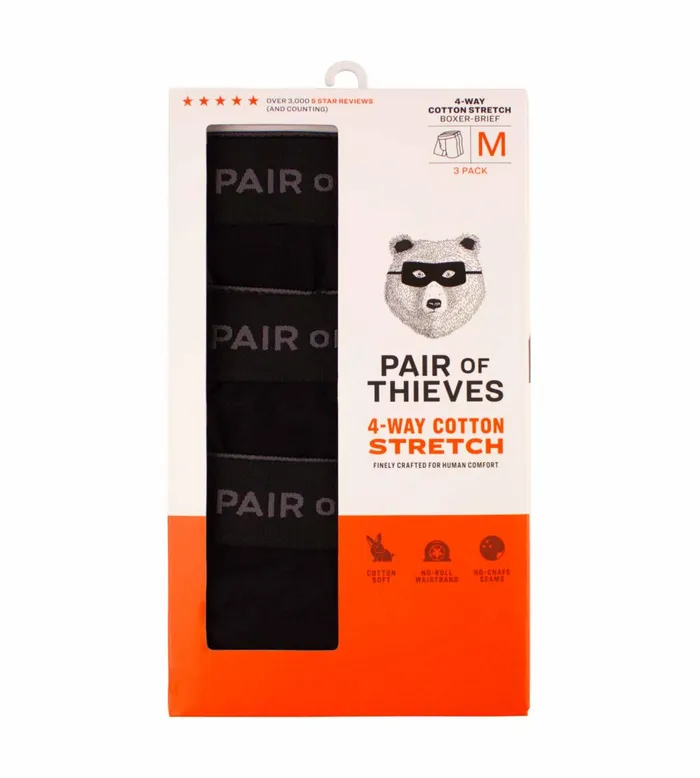 Men 4 Way Stetch Every Day Kit Cotton Stretch Boxer Briefs Black Charcoal Underwear 3 Pack Pair Of Thieves Boxer Briefs