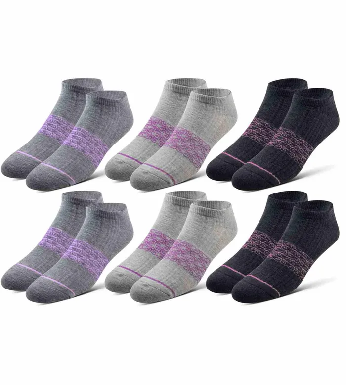 Men 4 Way Stetch Every Day Kit Cushion Low Cut Grey Purple Socks 6 Pack Pair Of Thieves LowCut Men 4 Way Stetch Every Day Kit Cushion Low Cut Grey Purple Socks 6 Pack Pair Of Thieves LowCut