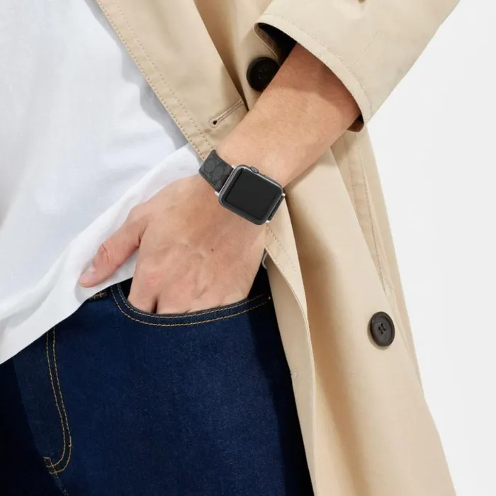 Men Apple Watch Strap 42 Mm And 44 Mm Black Coach Watches