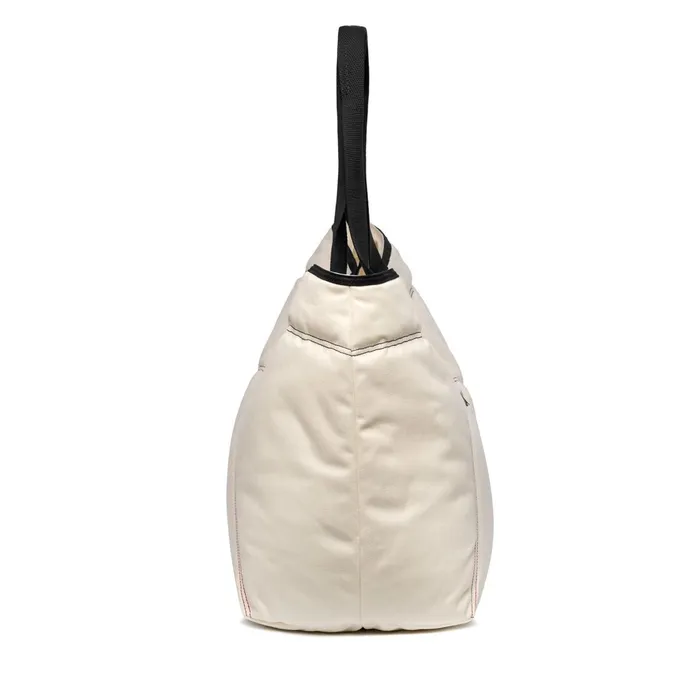Men Bags Unisex MAXI PADDED WAXED CANVAS TOTE BAG COLORBLOCK TOTE BAG WHITE AVORIONAVYRED Superga Bags And Backpacks