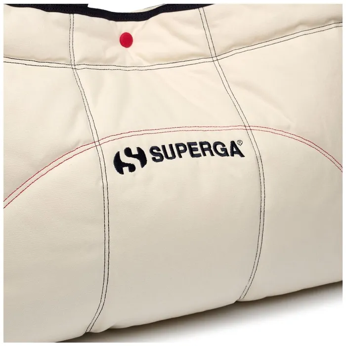 Men Bags Unisex MAXI PADDED WAXED CANVAS TOTE BAG COLORBLOCK TOTE BAG WHITE AVORIONAVYRED Superga Bags And Backpacks