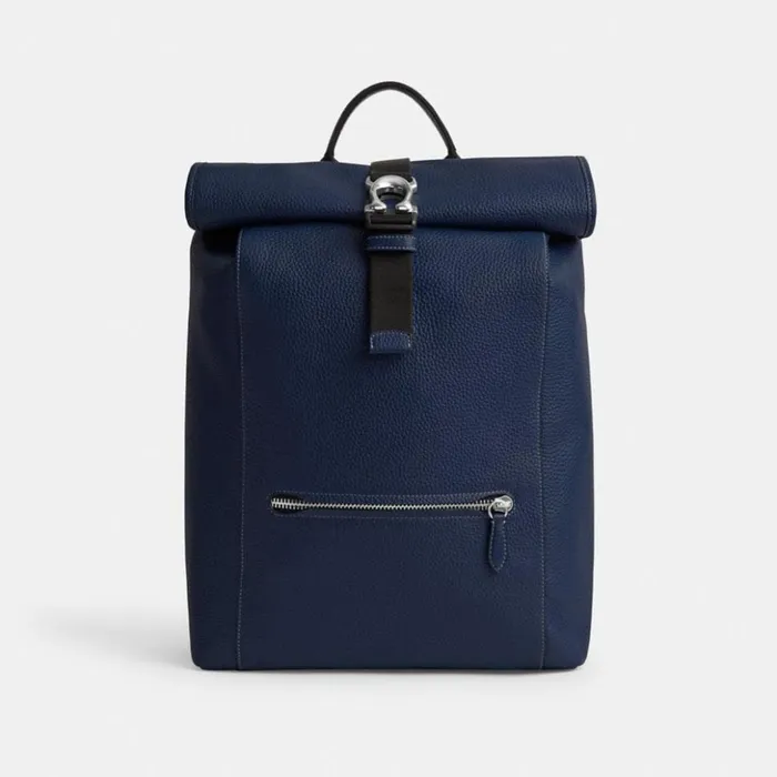 Men Beck Roll Top Backpack Deep Blue Coach Backpacks