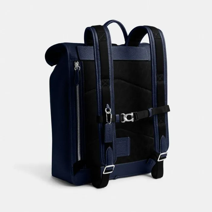 Men Beck Roll Top Backpack Deep Blue Coach Backpacks