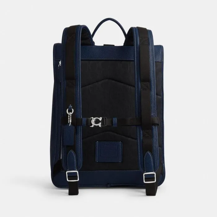 Men Beck Roll Top Backpack Deep Blue Coach Backpacks