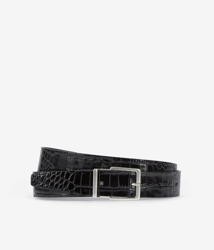 Men Belts THE KOOPLES Black Crocodileeffect Leather Belt