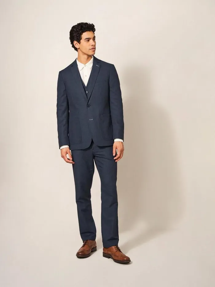 Men BLAZERS White Stuff Abbot Linen Regular Fit Waistcoat French Navy