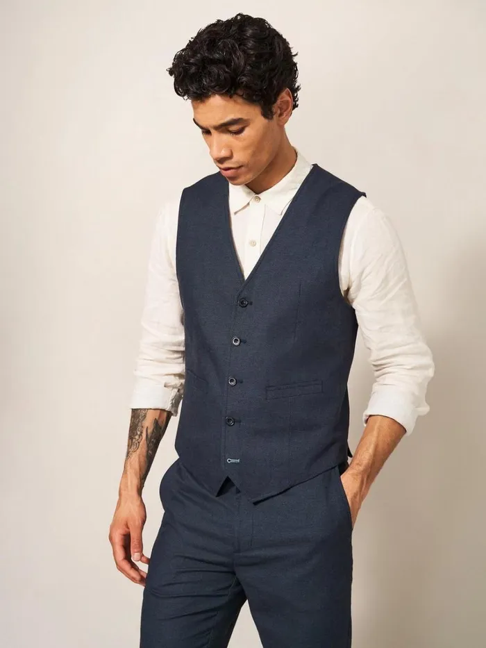 Men BLAZERS White Stuff Abbot Linen Regular Fit Waistcoat French Navy Men BLAZERS White Stuff Abbot Linen Regular Fit Waistcoat French Navy