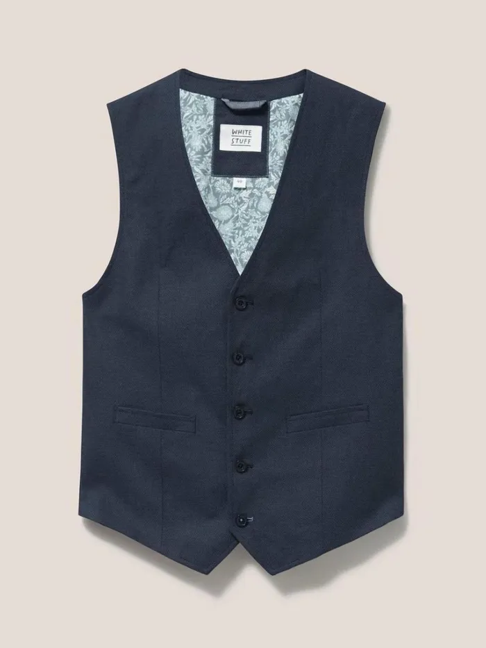Men BLAZERS White Stuff Abbot Linen Regular Fit Waistcoat French Navy Men BLAZERS White Stuff Abbot Linen Regular Fit Waistcoat French Navy
