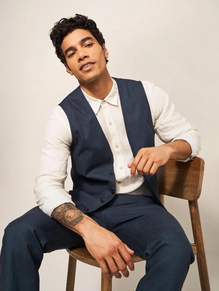 Men BLAZERS White Stuff Abbot Linen Regular Fit Waistcoat French Navy Men BLAZERS White Stuff Abbot Linen Regular Fit Waistcoat French Navy