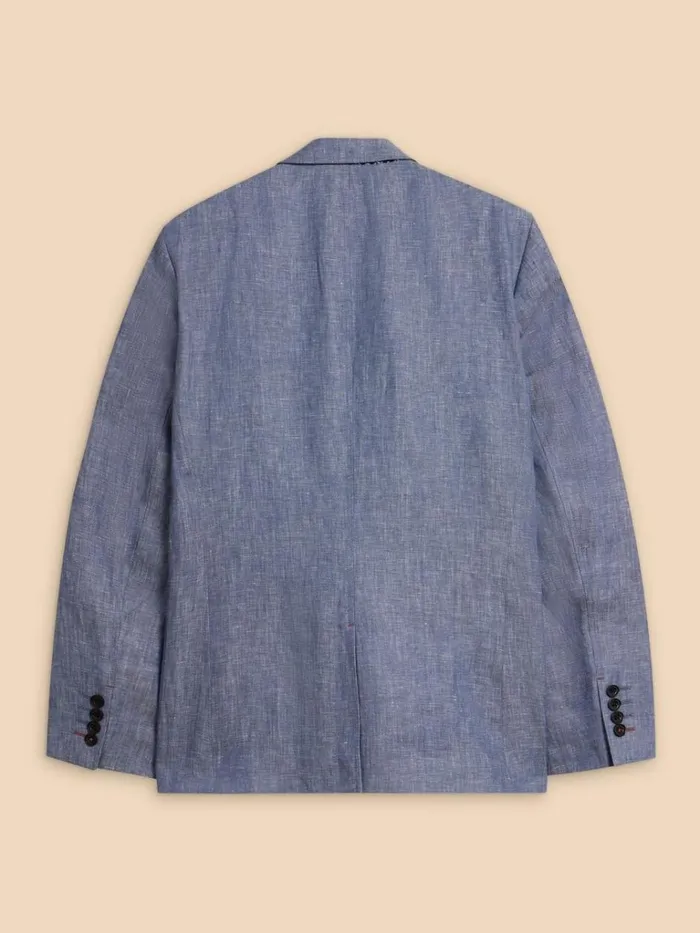 Men BLAZERS White Stuff Linen Blazer Mid Blue Men BLAZERS White Stuff Linen Blazer Mid Blue
