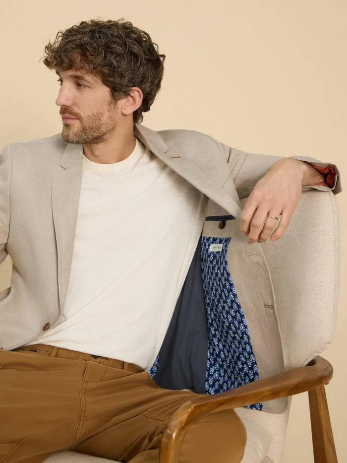Men BLAZERS White Stuff Linen Blazer Natural White Men BLAZERS White Stuff Linen Blazer Natural White