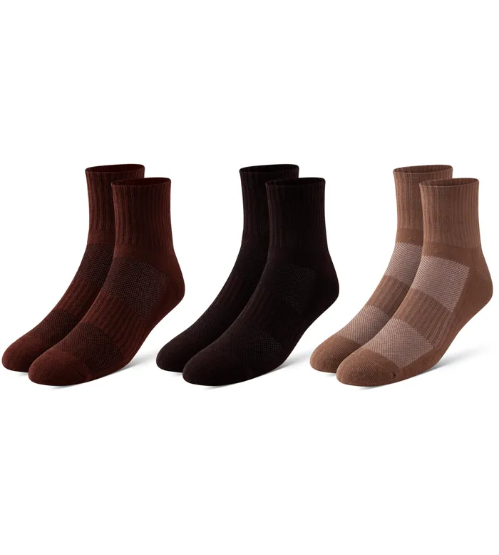 Men Bowo Cushion Ankle Brown Socks 3 Pack Pair Of Thieves Ankle
