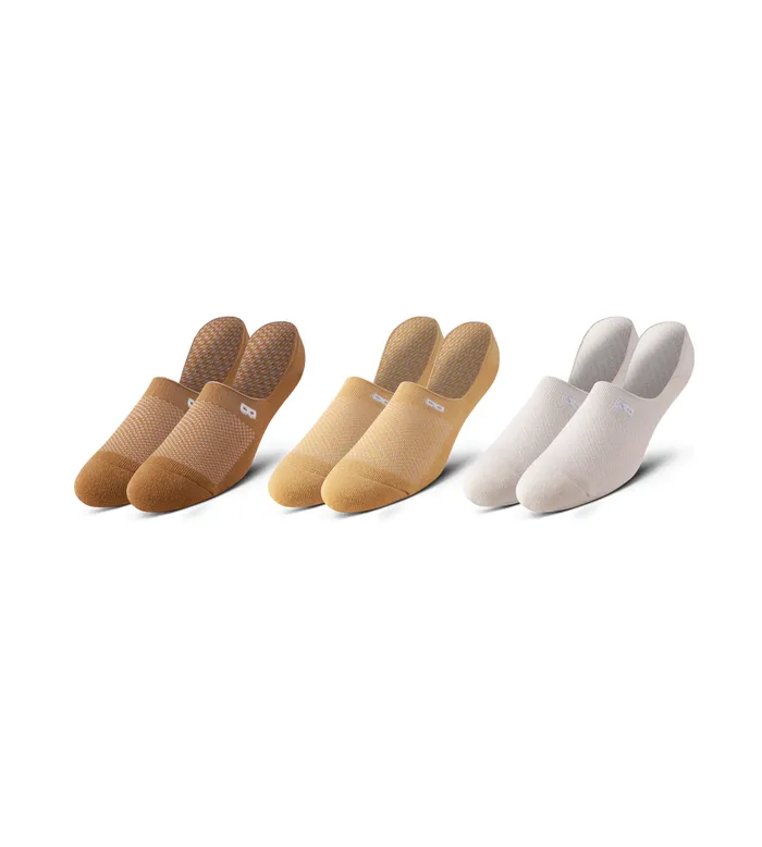 Men Bowo Cushion No Show Mustard Socks 3 Pack Pair Of Thieves No Show
