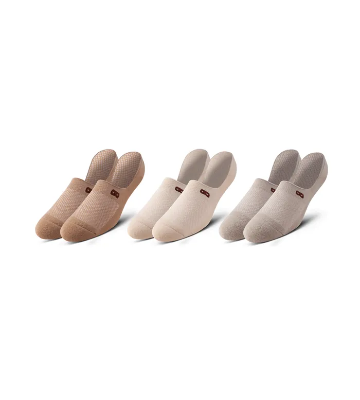 Men Bowo Cushion No Show Taupe Socks 3 Pack Pair Of Thieves No Show