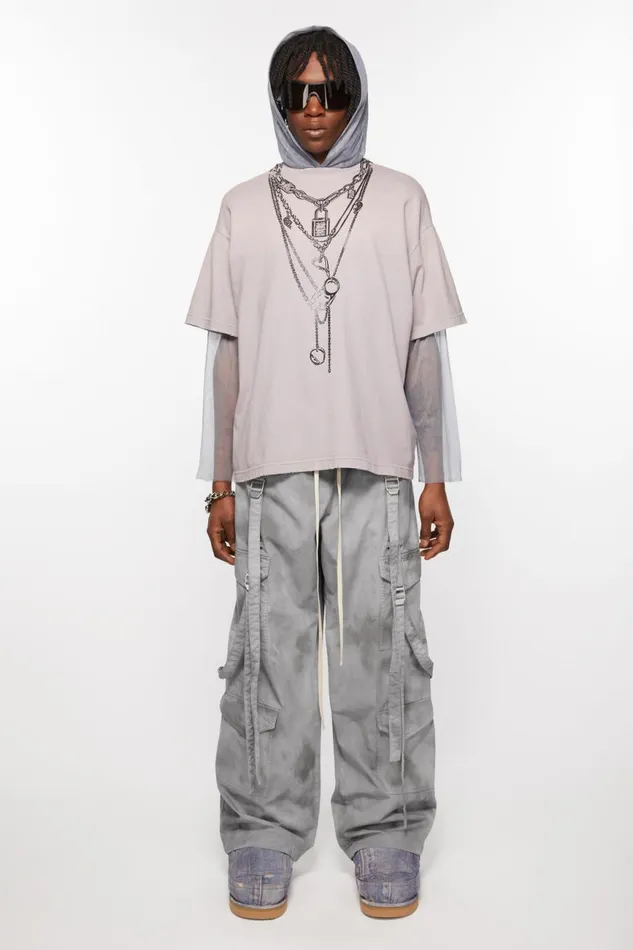 Men Cargo Trousers Mid Grey Acne Studios Trousers
