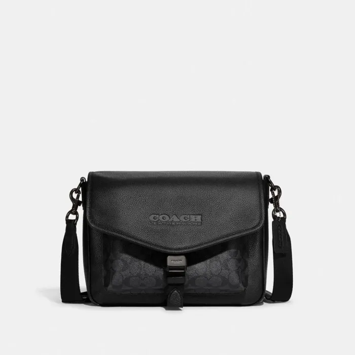 Men Charter Messenger In Signature Canvas Charcoalblack Coach Messenger and Crossbody
