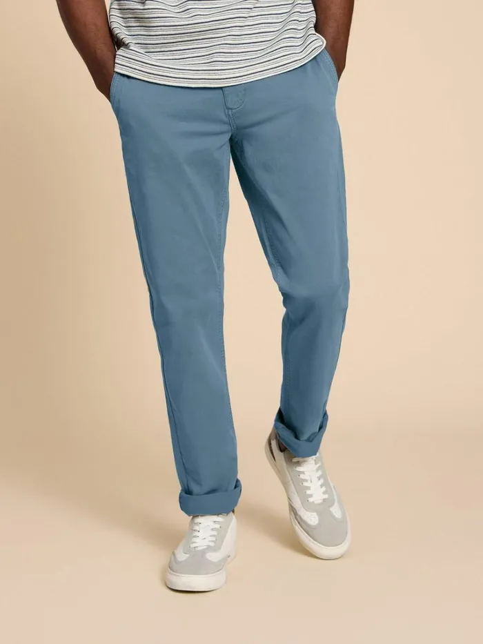 Men CHINOS White Stuff Sutton Organic Chino Trouser Mid Blue Men CHINOS White Stuff Sutton Organic Chino Trouser Mid Blue