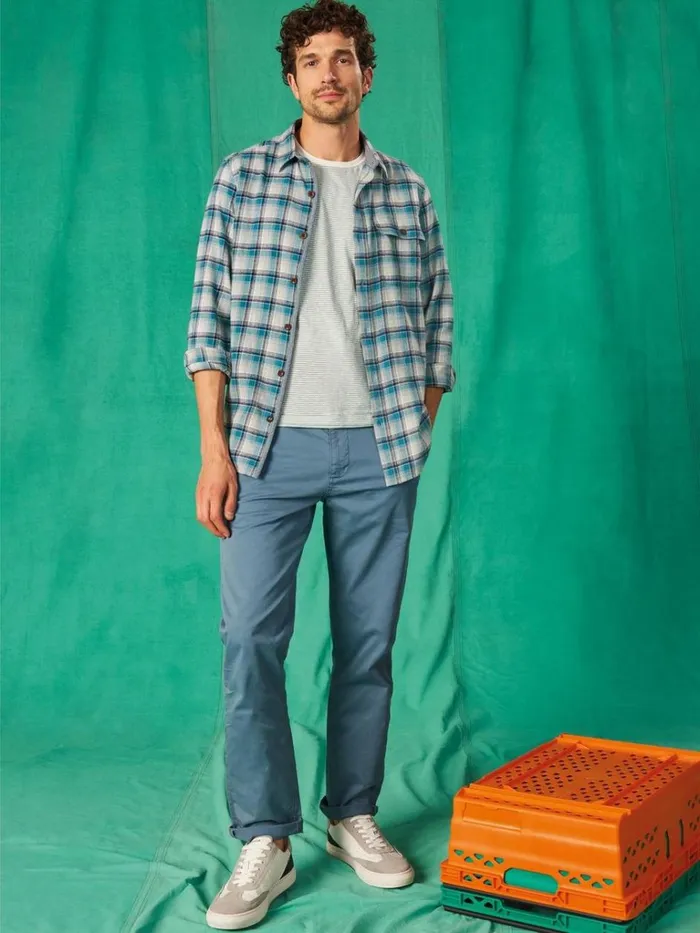 Men CHINOS White Stuff Sutton Organic Chino Trouser Mid Blue Men CHINOS White Stuff Sutton Organic Chino Trouser Mid Blue