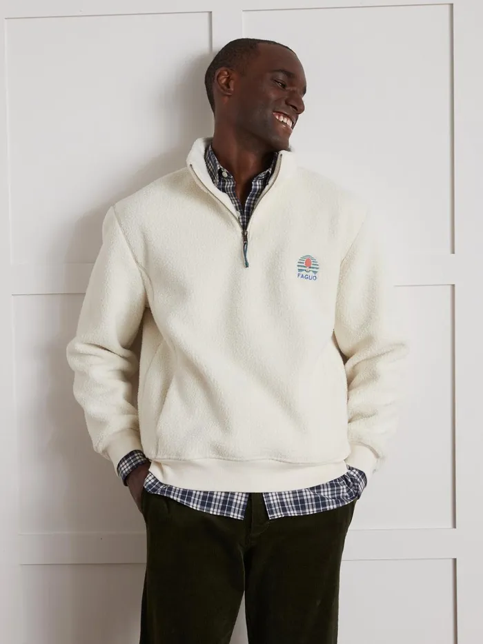 Men Clothing Cyrillus Aubiac PlushLike Knit Sweater 8211 The Faguo Collection Ecru