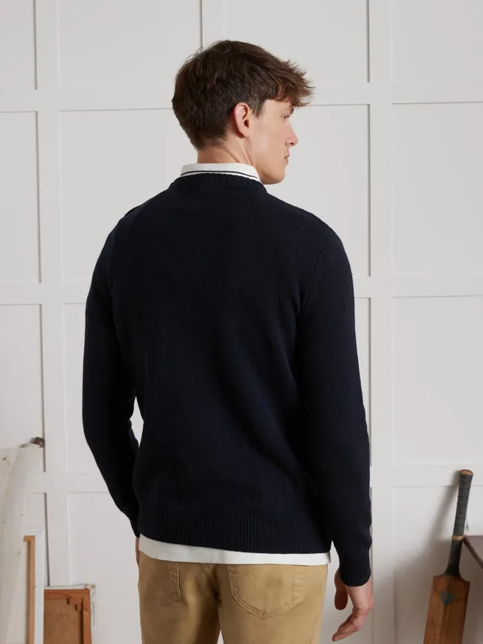 Men Clothing Cyrillus Merino Wool Button Sweater Marine