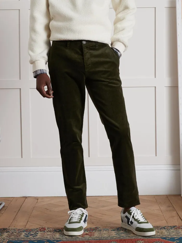 Men Clothing Cyrillus Regular Corduroy Chinos Kaki