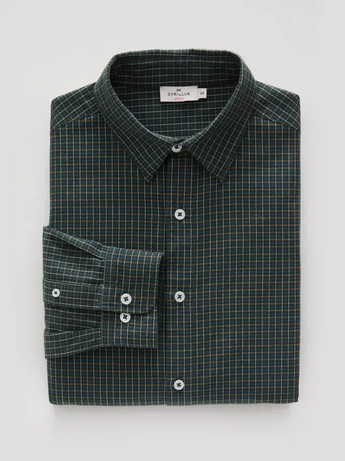 Men Clothing Cyrillus Regular Fit Check Shirt Carreaux Vert