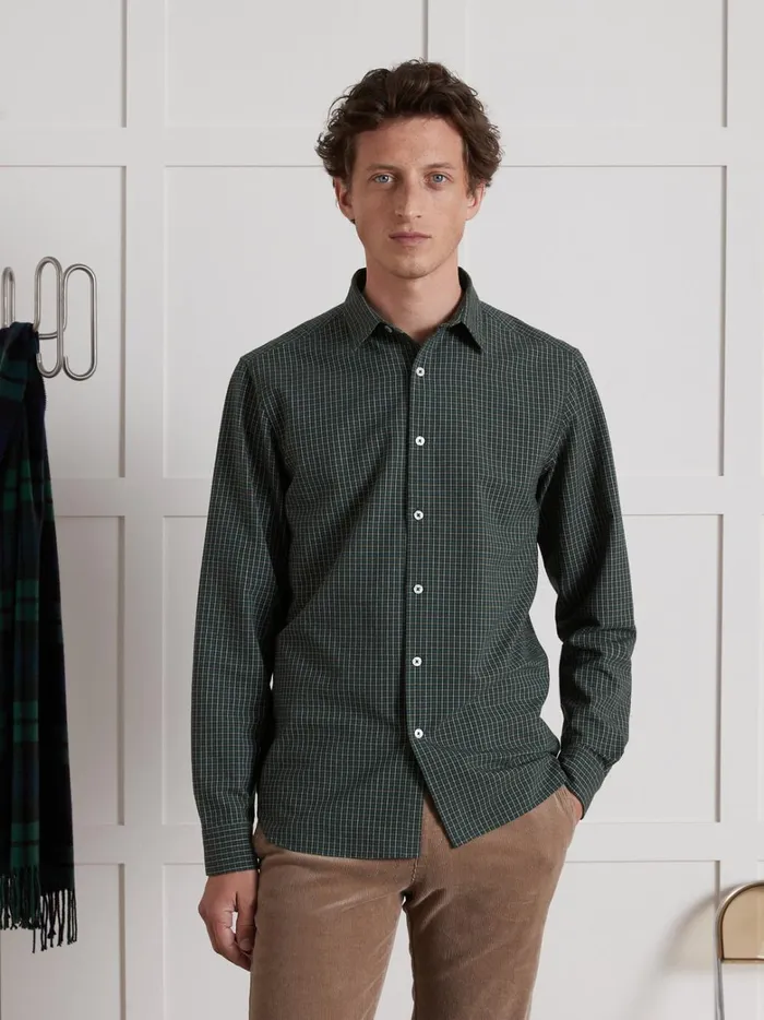 Men Clothing Cyrillus Regular Fit Check Shirt Carreaux Vert